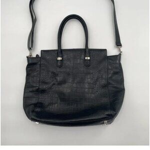 Black Daniel leather genuine leather croc print handbag satchel crossbody